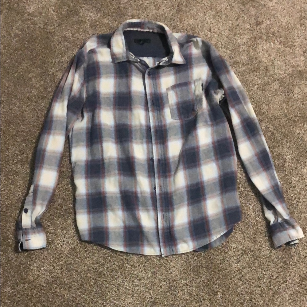 Women's Plaid Button Down Shirt - Blue and White